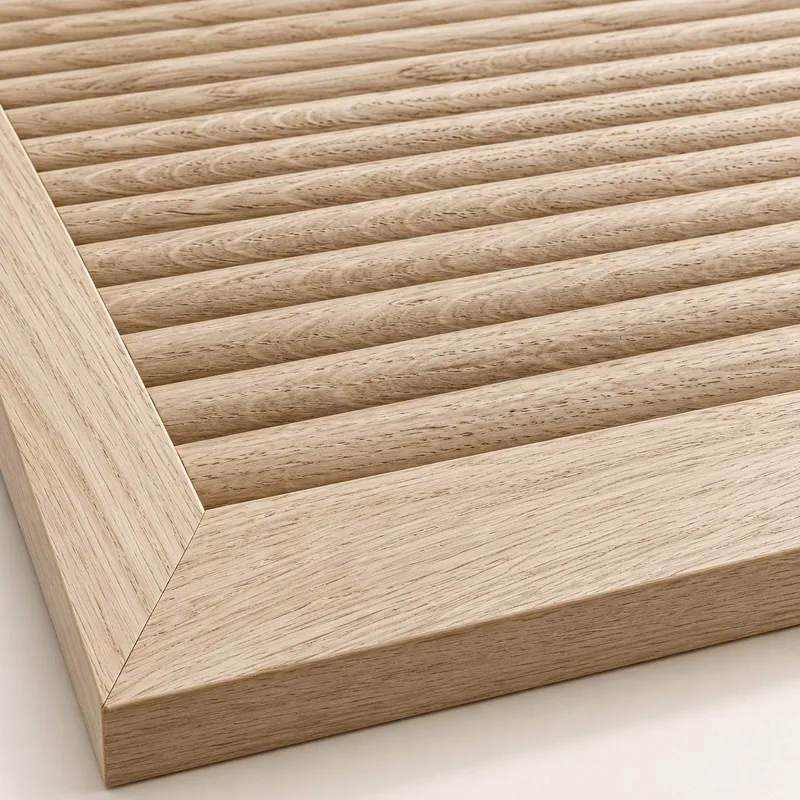 Oak reeded panel with a mitred flat timber border