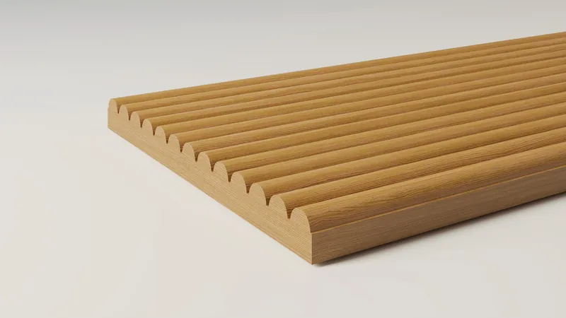 Oak reeded profile panel corner close-up