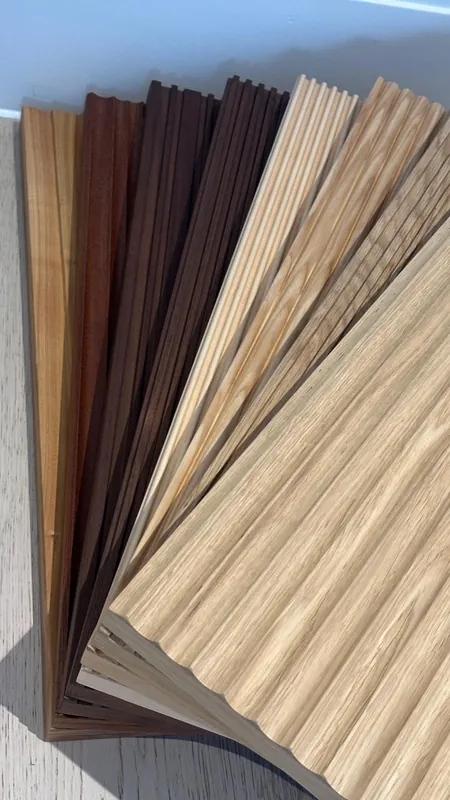 Spread of real timber fluted samples showing different profiles