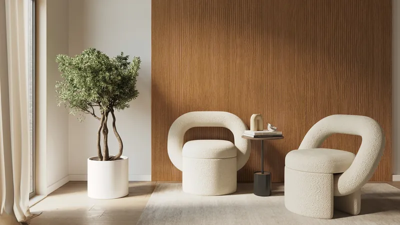 Lounge seating in front of an oak fluted panelled wall