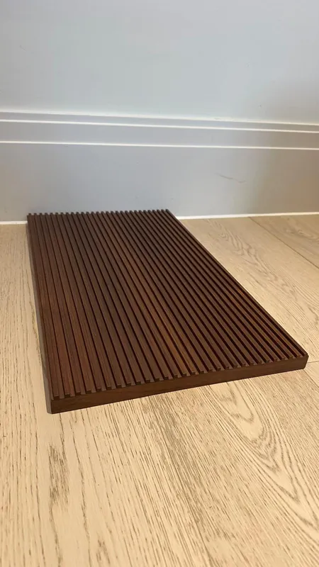 American walnut fluted panel with deep grooves